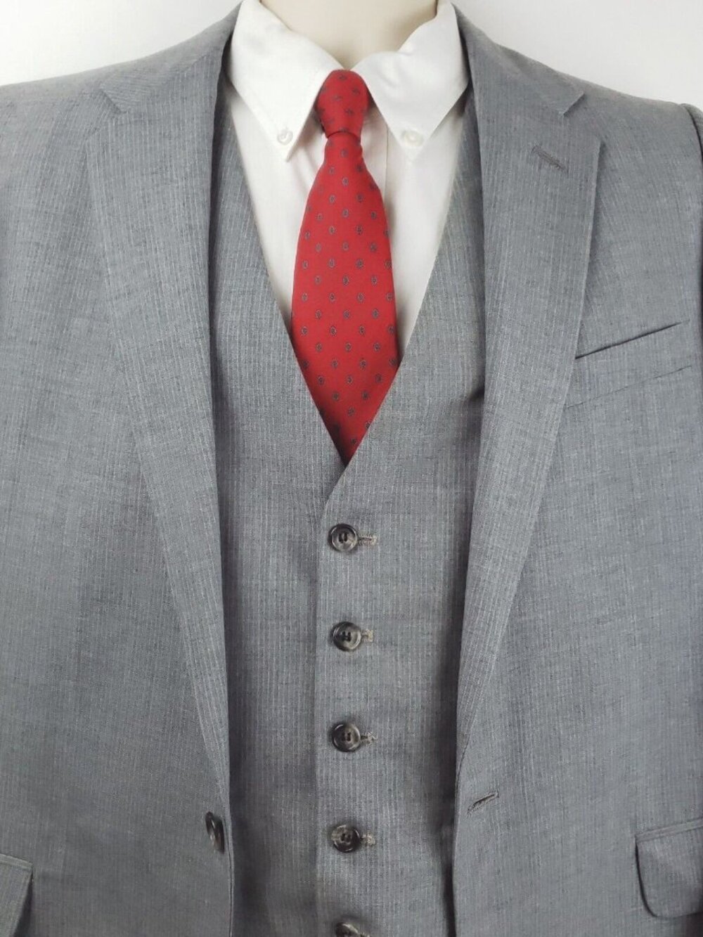 Petrocelli Blazer Sport Coat & Vest Waistcoat Set Mens 40L Gray Single Breasted